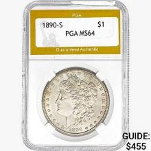 1890-S Morgan Silver Dollar PGA MS64