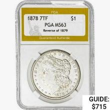 1878 7TF Morgan Silver Dollar PGA MS63 REV 79