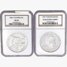 [2] 1983-S & 1990-P S$1 Olympics/Eisenhower NGC MS/PF69