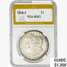 1898-S Morgan Silver Dollar PGA MS63