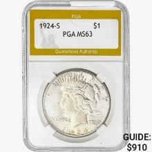 1924-S Silver Peace Dollar PGA MS63