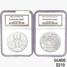 [2] 1984-S & 2007-P S$1 Olympics/Jamestown NGC PF69 ULTRA CAMEO