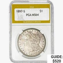 1897-S Morgan Silver Dollar PGA MS64