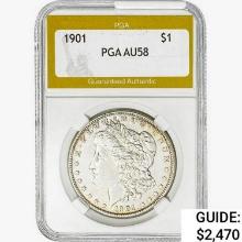 1901 Morgan Silver Dollar PGA AU58