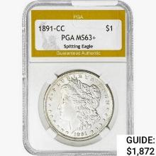 1891-CC Morgan Silver Dollar PGA MS63+ Spitting Eagle