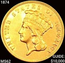 1874 $3 Gold Piece