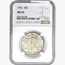 1942 Walking Liberty Half Dollar NGC MS65