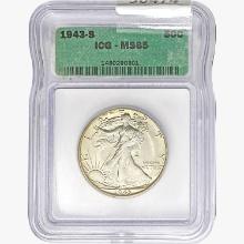 1943-S Walking Liberty Half Dollar ICG MS65