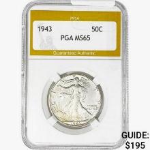 1943 Walking Liberty Half Dollar PGA MS65