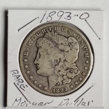 1893-O Rare/Key Date Morgan Silver Dollar VG9