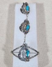 Vintage Navajo Sterling Silver and Turquoise Slave Bracelet