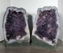 31 Pounds Book Matching Cathedral Amethyst Geode Set Each 12" H X 7 1/2" W x 6 1/2" Deep