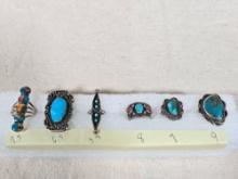 6 Sterling Silver Native American Rings