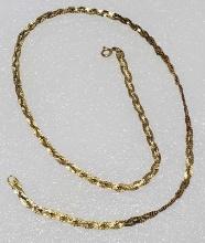 Italy 14K Yellow Gold 3 Strand Braided Chain Necklace.