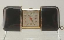 A "Laco" 1930 Purse / Travel Date Watch Gold & Faux Tortoise Shell Case