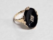 Vintage 10k Gold Black Onyx Ring