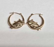 Pair of Dolphin 14k Gold Earrings