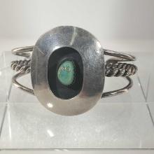 7 1/2" Sterling Silver & Turquoise Cuff Bracelet