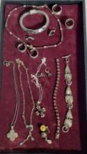 Tray lot Of Sterling Silver Jewelry