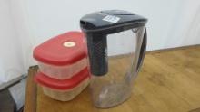 food storage, brita water filter pitcher and rubbermaid steamer bowls with lids