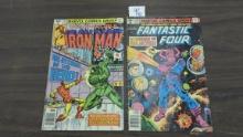 marvel comics, two 40 cent cover comics ironman #135 and fantastic four #210