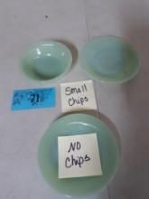 Vintage Jadeite Fruit Bowl, Saucer, Small Plate