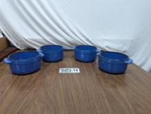 4 Blue Ceramic Bowls