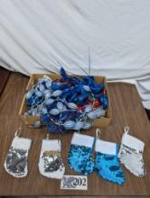 Sequence Stockings, Blue Floral Decor, Christmas Sign, etc