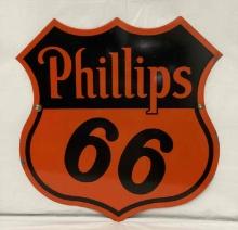 1940 30"" Philips 66 Shield Porcelain Sign