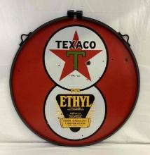 30" Texaco Ethyl "Eight Ball" Porcelain Sign w/ Ring