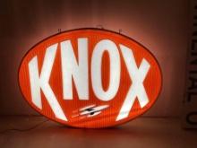 1950's Knox Gasoline Lexan Double Sided Lighted Sign w/ Rocket