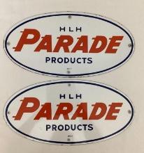 (2) HLH Parade Products Porcelain Gas Pump Signs