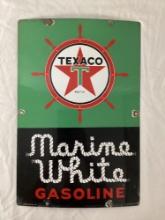 Texaco Marine White Gasoline Porcelain Pump Sign