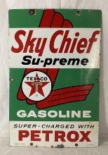 Texaco Sky Chief Supreme Gasoline Porcelain Pump Sign