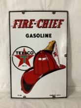 1940 Texaco Fire Chief Porcelain Gas Pump Sign 12"x8"