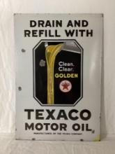 "Drain and Refill" with Texaco Motor Oil Porcelain Sign