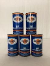 Five Sta-Power Oil Conditioner Cans w/ Racing Flags