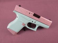 handgun: Glock Model 43, Semi-Auto Pistol, 9mm, 6 shot, 3.5" barrel, S#BHYA395