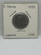 1931 Canadian 5 Cent Coin