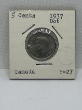 1937 Canadian 5 Cent Coin