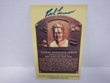 BOB LEMON SIGNED AUTO HOF POSTCARD