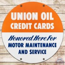 NOS Union 76 Oil Credit Cards Honored Here 30" DS Porcelain Sign