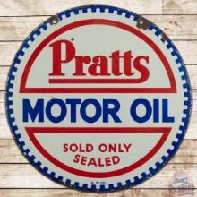 Pratts Motor Oil "Sold Only Sealed' 26" DS Porcelain Sign