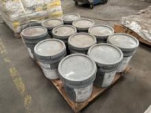 Pallet of 11 Lincoln Weld MIL800-H Flux Buckets Stock No. ED028657. See photo.