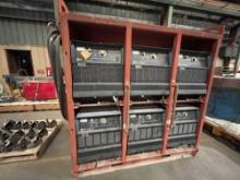 6 Pack of Miller Dimension 652 Welding Power Source on Heavy Duty Metal Enclosure.