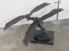 BIG Very Nice Bronze of 2 Soaring Eagles on Marble Base BRONZE ART