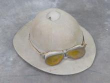 Original WWII era British Military Pitt Helmet & Goggles MILITARY