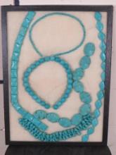 Turquoise Beads in 12.5"x16.5" in Display Case