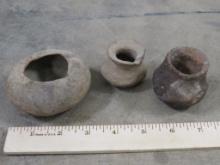 3 Small Clay Paint Pots, Believed to be Ancient Artifacts, not verified (ONE$)