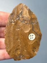 NICE 2 3/4" Jasper Blade w/Translucent Streaks, Found by Jeff Fissel in Carbon Co., PA